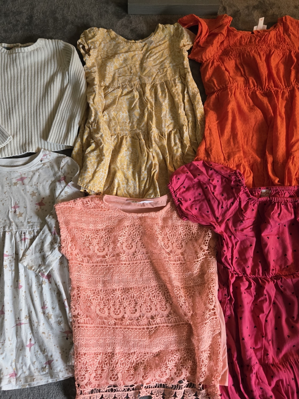 Girls Coral Lace Short-Sleeve Top - Pink/Coral